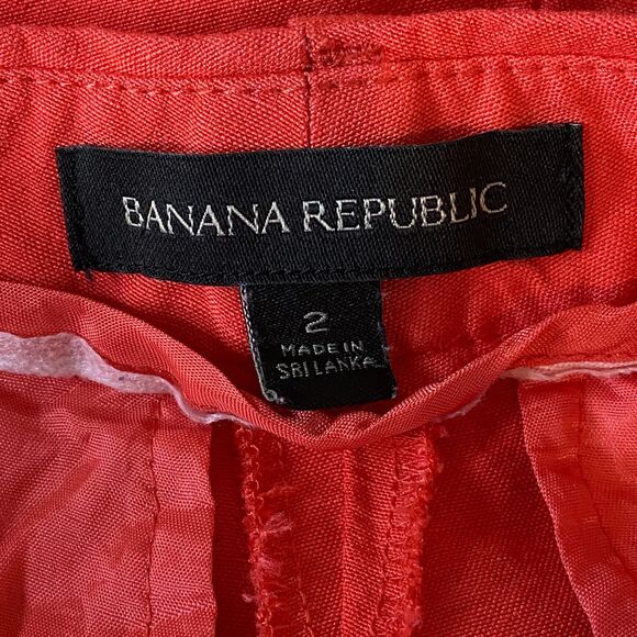 Banana Republic Linen Blend Pleat Front Chino Short Women's Size 2 - Picture 3 of 7